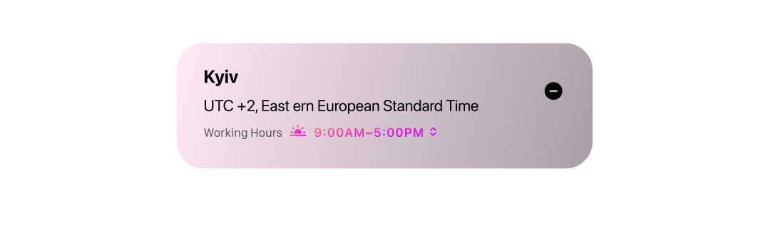 Timezone management interface with searchable timezone selection and automatic daylight saving time detection